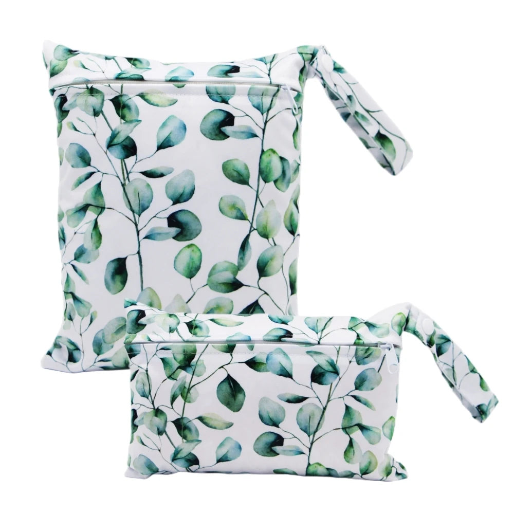 Cartoon Print Reusable Wet/Dry Nappy Bag Set black
