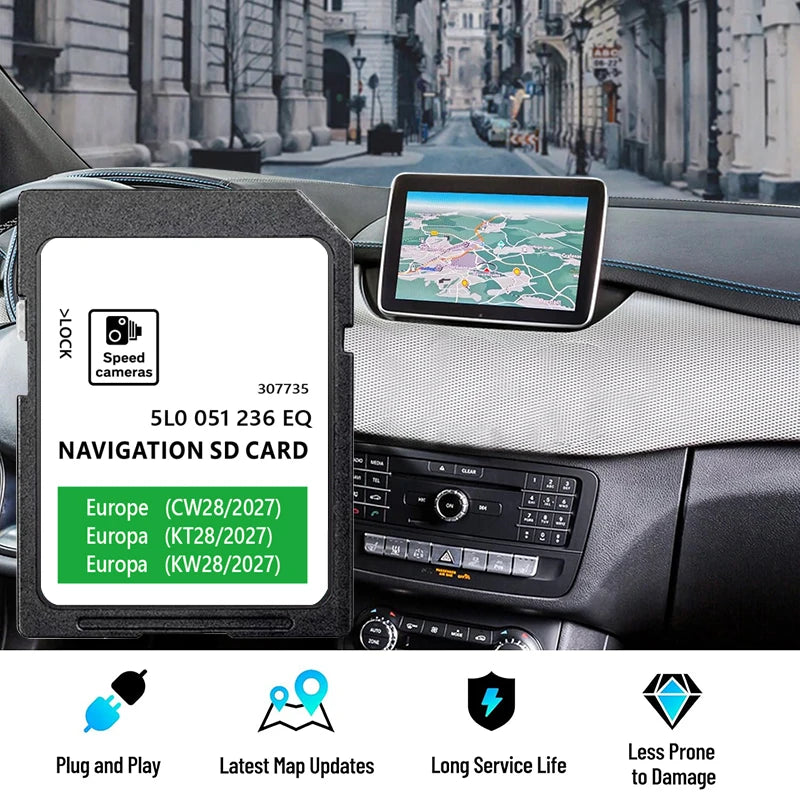 Card SD pentru Sat Nav 32GB Hărți Europa Marea Britanie 2027 pentru Skoda Amundsen 2 Octavia Fabia