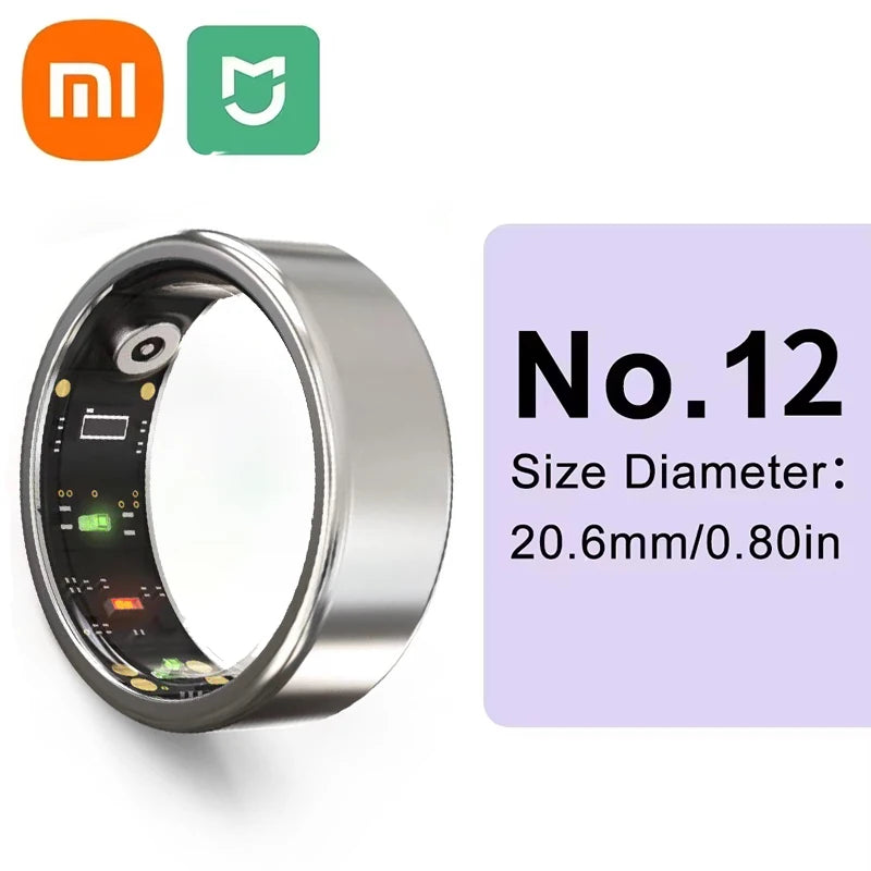 Xiaomi Smart Ring: Advanced Health Monitor with Heart Rate, Sleep Tracking &amp; Gesture Control Silver size 12