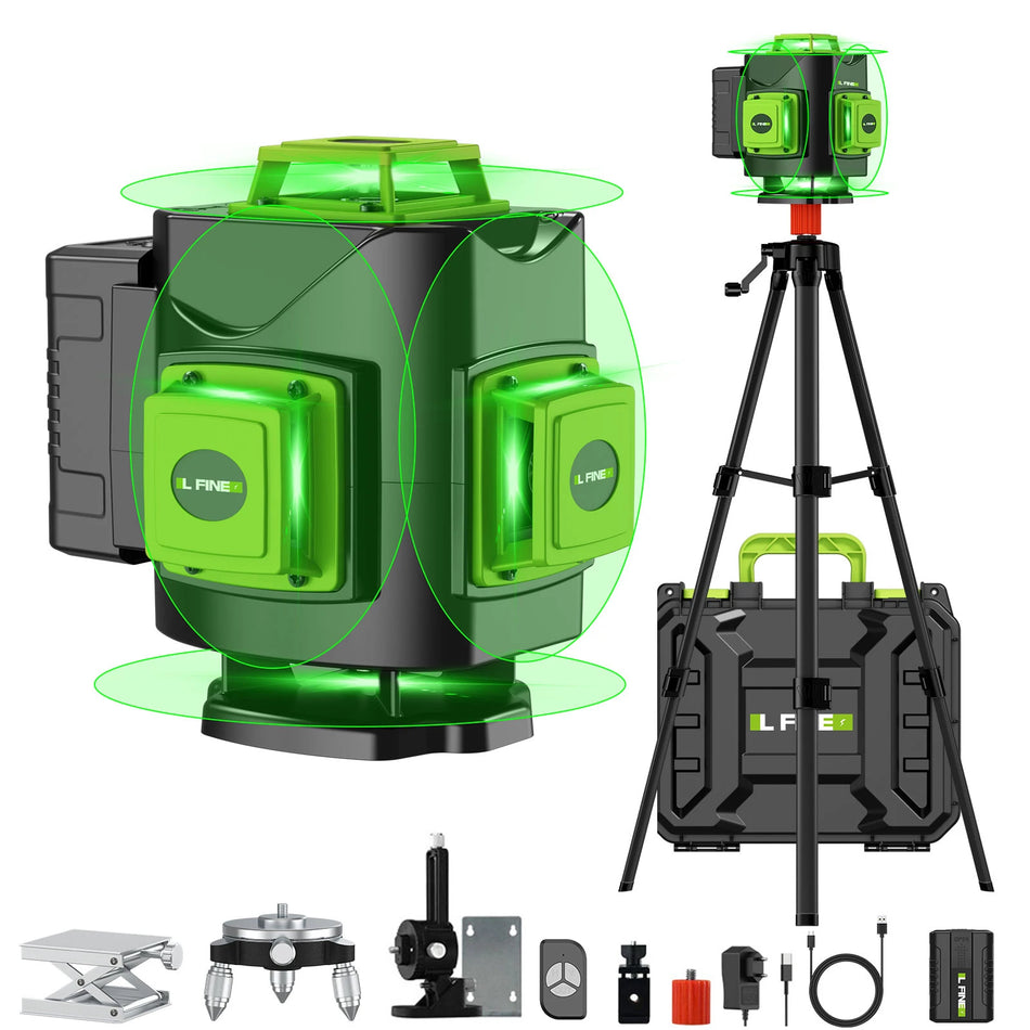 LFINE 4D 16-Line 360&deg; Self-Leveling Laser Level with Tripod
