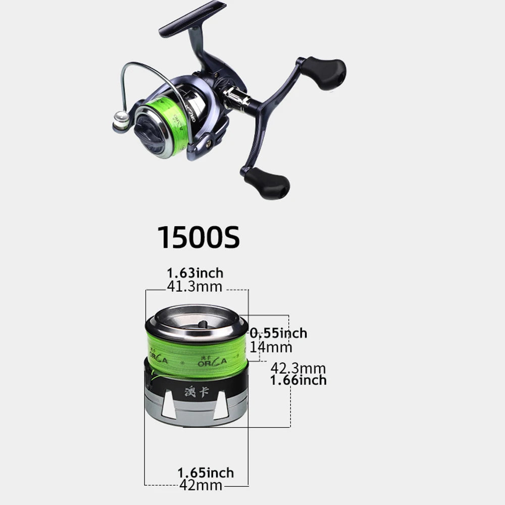 Taigek 1500-2500 Series Metal Fishing Reel - Double Handle Sea Spinning Reels 1500S