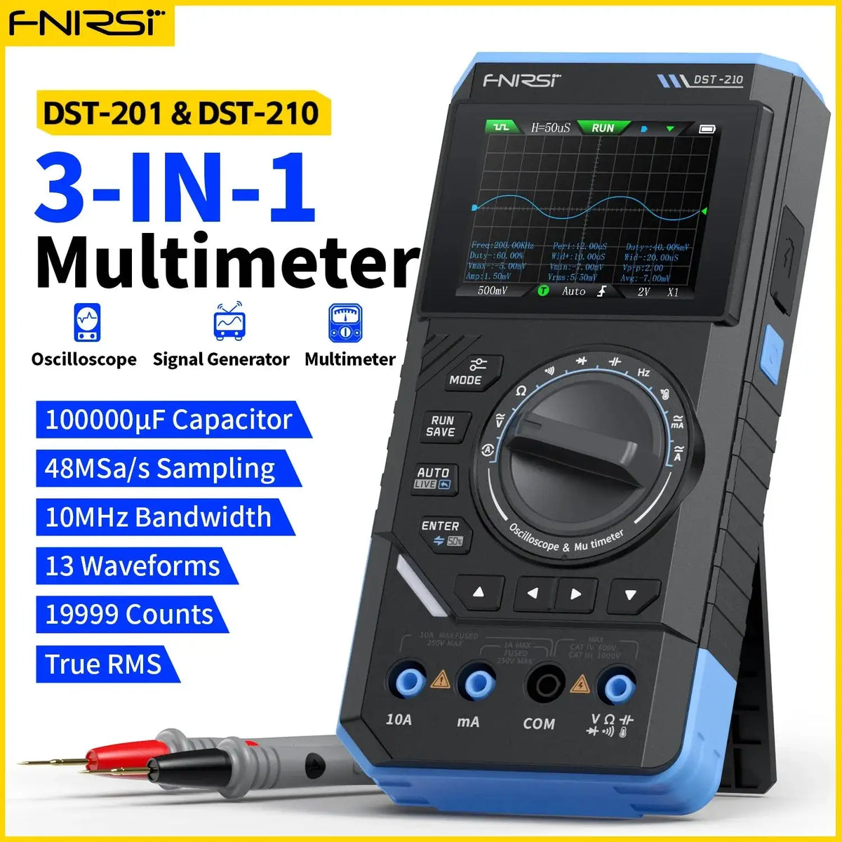 Fnirsi DST210 3 In 1 Portable Oscilloscope Multimeter 10MHz
