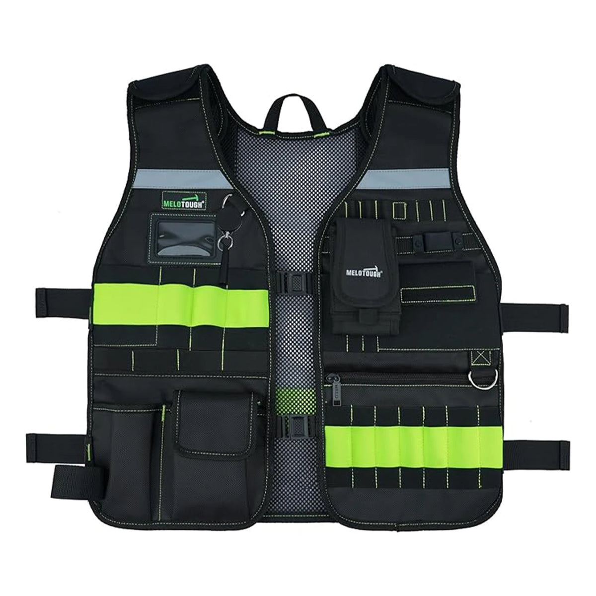 MELOTOUGH Tool Vest &ndash; Adjustable Straps With Phone Holder TV01-Lime