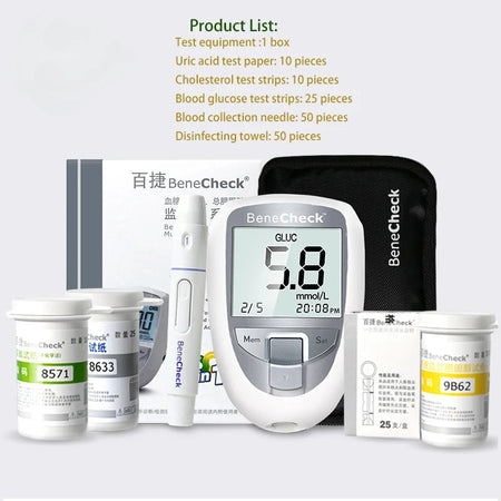 Benecheck 3in1 Glucose Uric Acid Meter &ndash; Accurate Home Use Tester and strips
