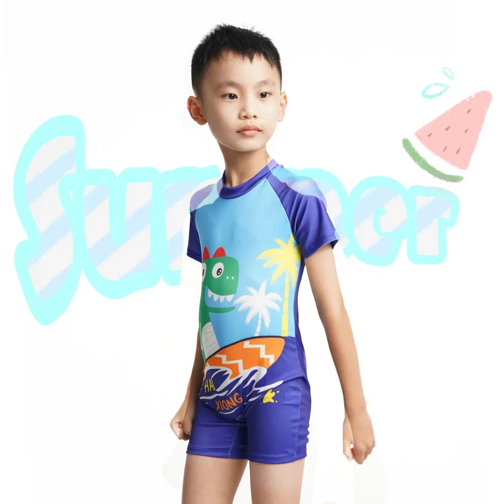 Boys' Cute Cartoon One-Piece Swimwear - Light &amp; Breathable
