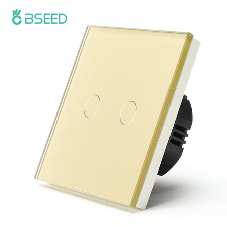 BSEED Touch Switch with USB Sockets and Glass Panel - EU Standard 2Gang Switch / EU standard