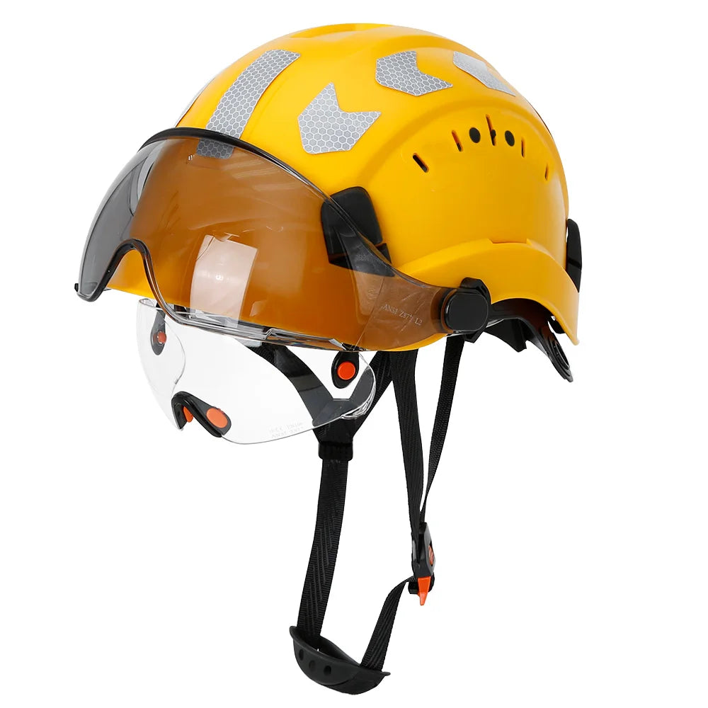 SF06 Safety Helmet - Reflective Stickers And Goggles Yellow with sticker