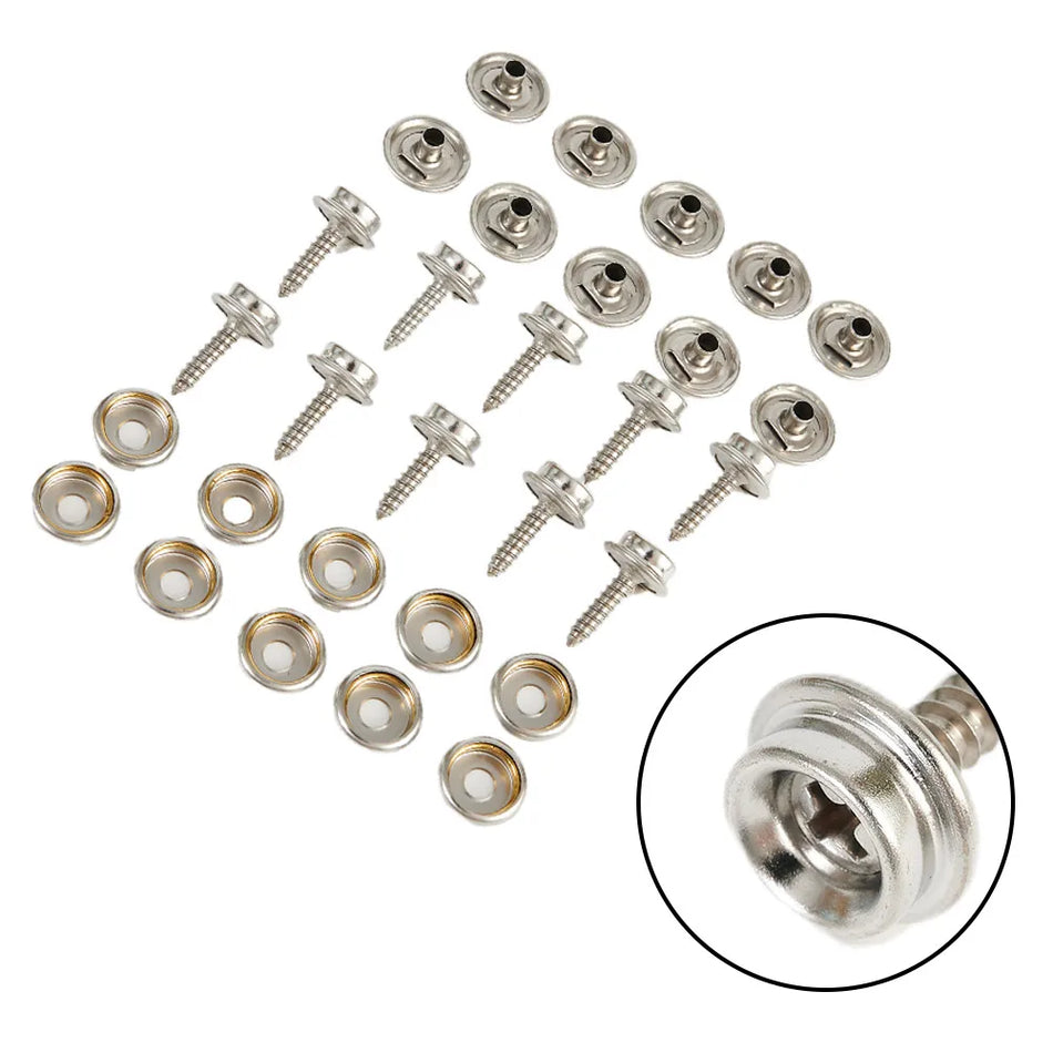 Kit di Chiusure a Scatto, 30Pezzi in Acciaio Inossidabile per Tende, Coperture per Barche, Nautica