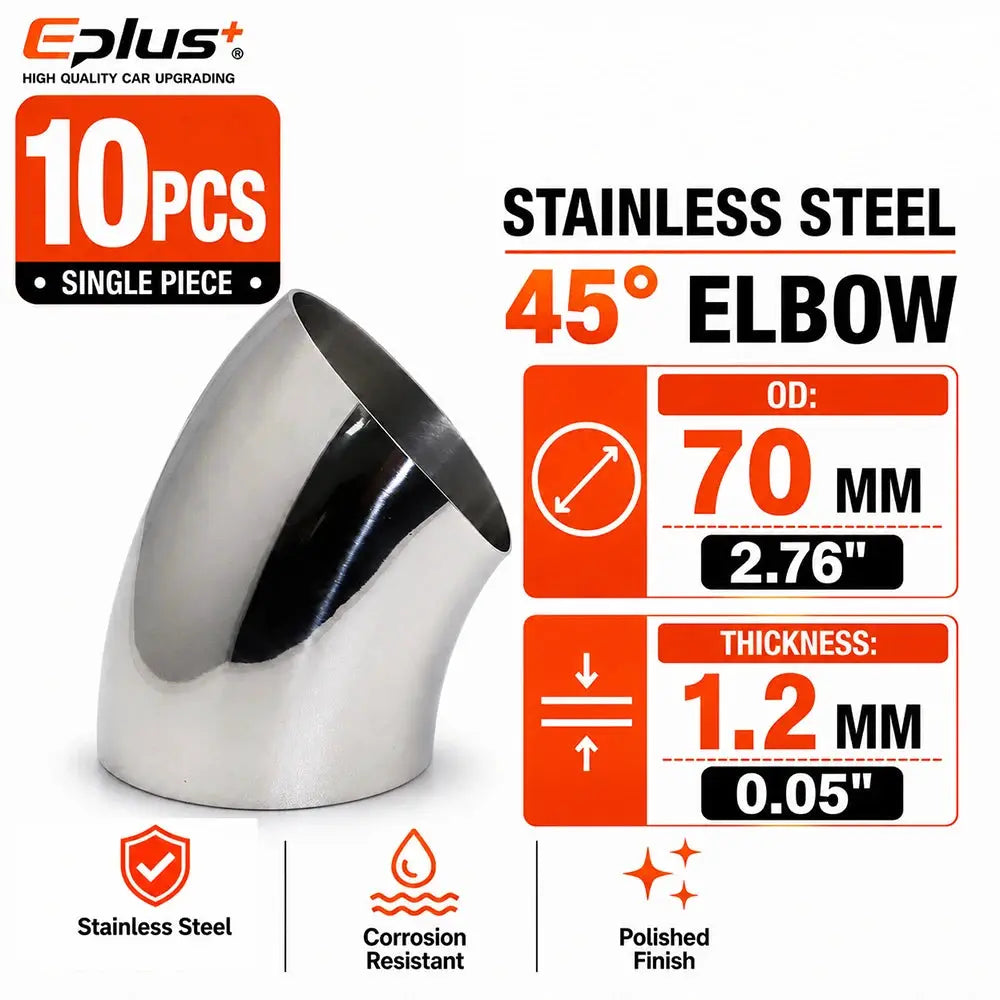 10PCS Universal Stainless Steel 45 Degree Elbow Pipe Polished Weld‑On Pipe Fitting Bend Tube for Car Exhaust Muffler Replacement by InterCyprus Trading Ltd