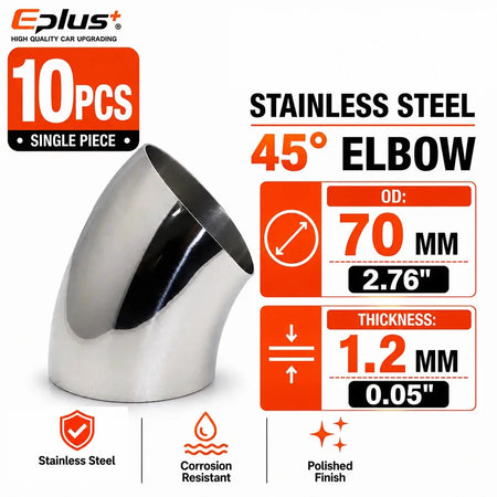 10PCS Universal Stainless Steel 45 Degree Elbow Pipe Polished Weld‑On Pipe Fitting Bend Tube for Car Exhaust Muffler Replacement by InterCyprus Trading Ltd