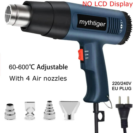 2000W Heat Gun With 4 Nozzles 60 To 600C For PVC Shrinking Default Title