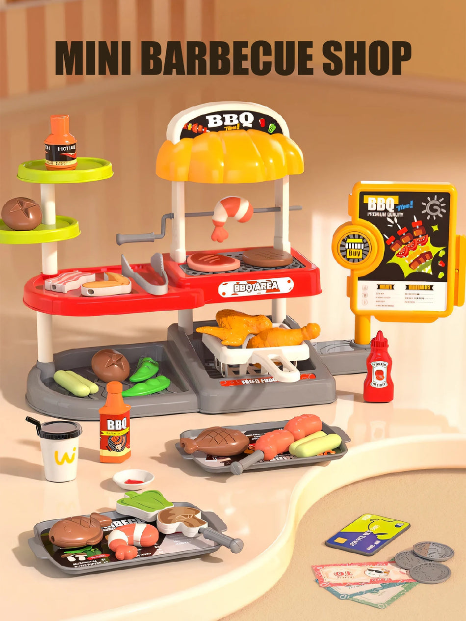 Mini Barbecue Shop Toys 56Pcs With Sound Simulation Kids