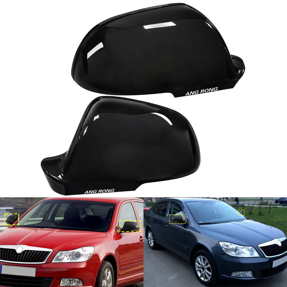 Spegelkåpor för Skoda Octavia 1Z 2009-2013 och Superb II 3T glansig svart ABS-plast