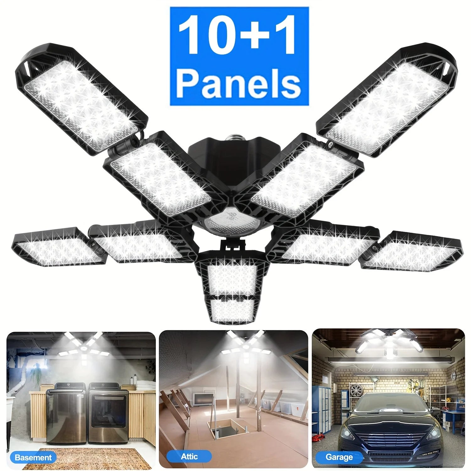 LED Garage Light 5 8 10 Adjustable E27 E26 &ndash; Ultra Bright 10 Panels