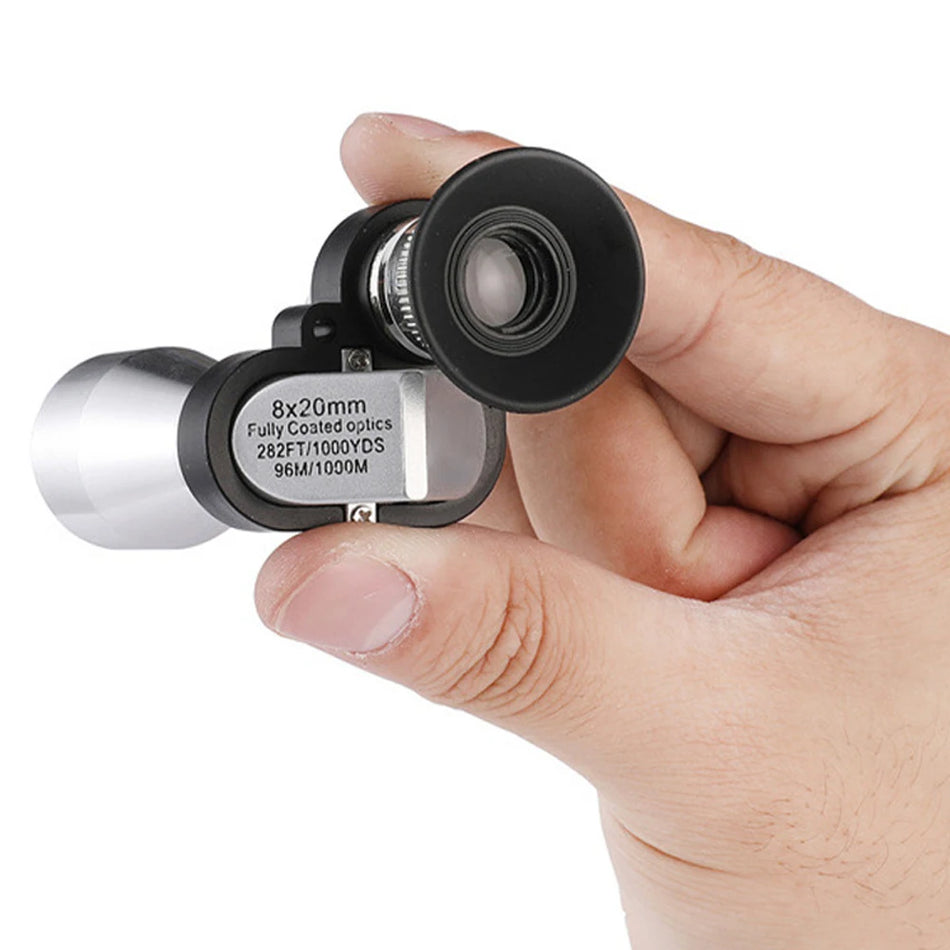 8x20 HD natkikkert mini lomme zoom monokulær bærbar teleskop til udendørs jagt camping bjergbestigning vandreture fuglekiggeri