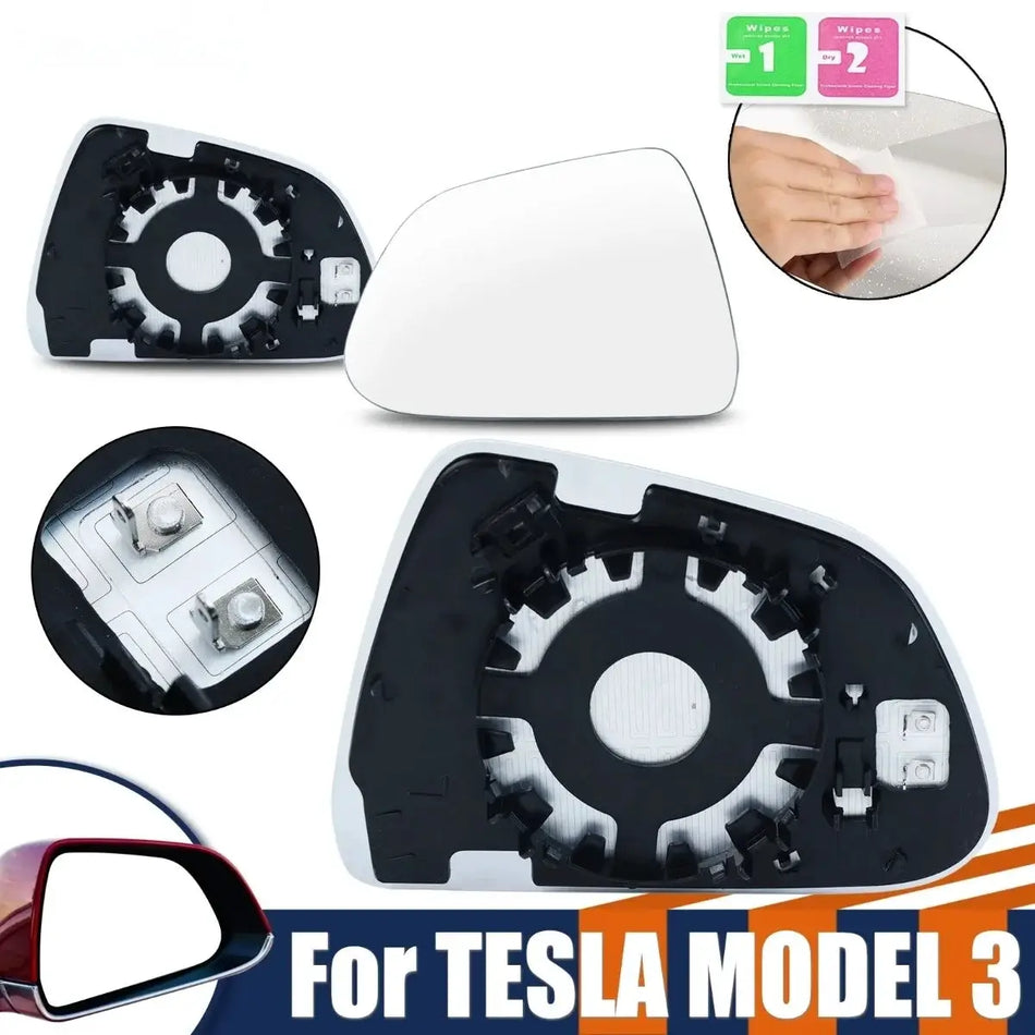 Heated Wide Angle Rearview Mirror Glass for Tesla Model 3 by InterCyprus Trading Ltd
