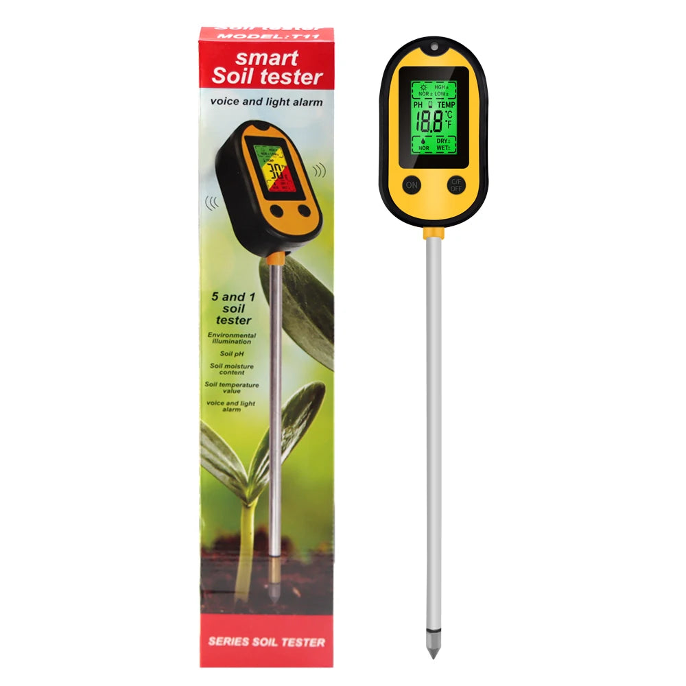 5 In 1 Soil Meter &ndash; Moisture Acidity Temp Sunlight