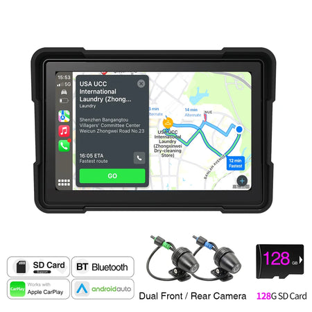 5inch Motorcycle Wireless CarPlay Monitor - Waterproof IPS M528 B 128G