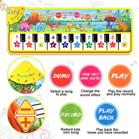 Musical Piano Mat for Toddlers &ndash; Interactive Dinosaur Sounds
