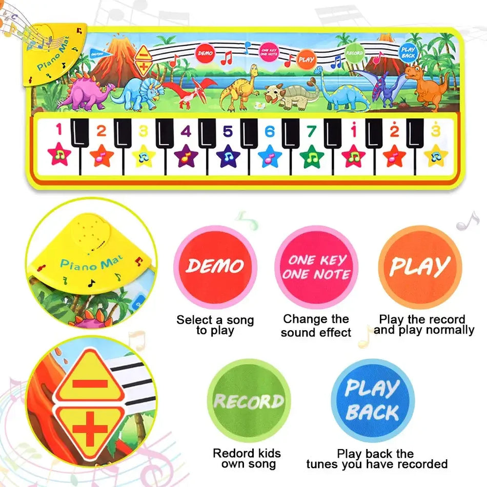 Musical Piano Mat for Toddlers &ndash; Interactive Dinosaur Sounds