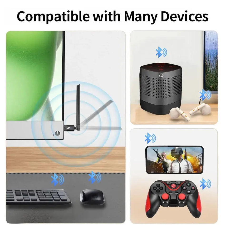 KEBIDUMEI USB Bluetooth 6.0 Adapter BT6.0 BT5.4 USB Dongle PC Laptop Wireless Receiver Transmitter Driver Free for Win 11/10/8.1 by InterCyprus Trading Ltd