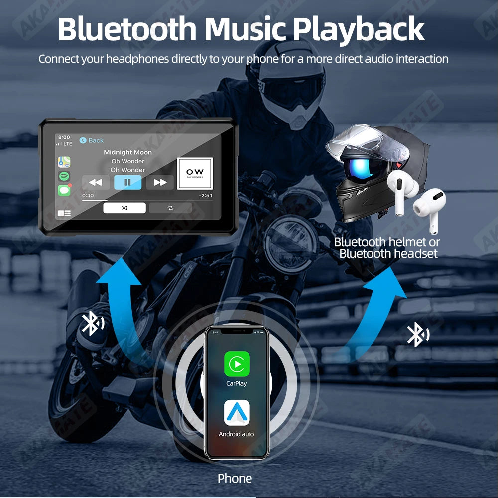 AKAMATE 5Inch Motorcycle Monitor &ndash; Wireless CarPlay