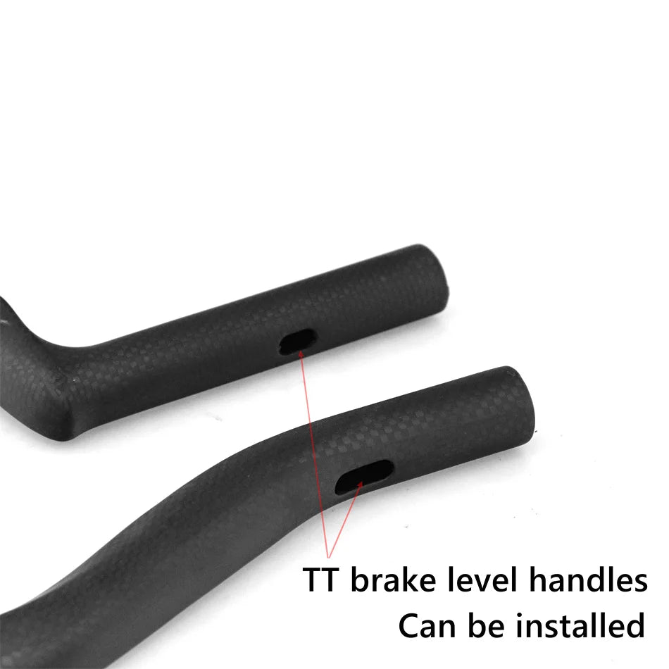 KOCEVLO Карбонови TT кормилни лостове с клипс, аеро удължители 22.2mm скоба 300 до 400mm черен 3K матов