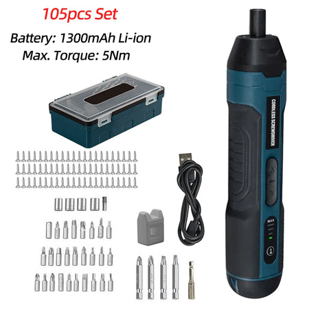 Mini Electric Screwdriver Set &ndash; USB Rechargeable 1300mAh 105 pcs set