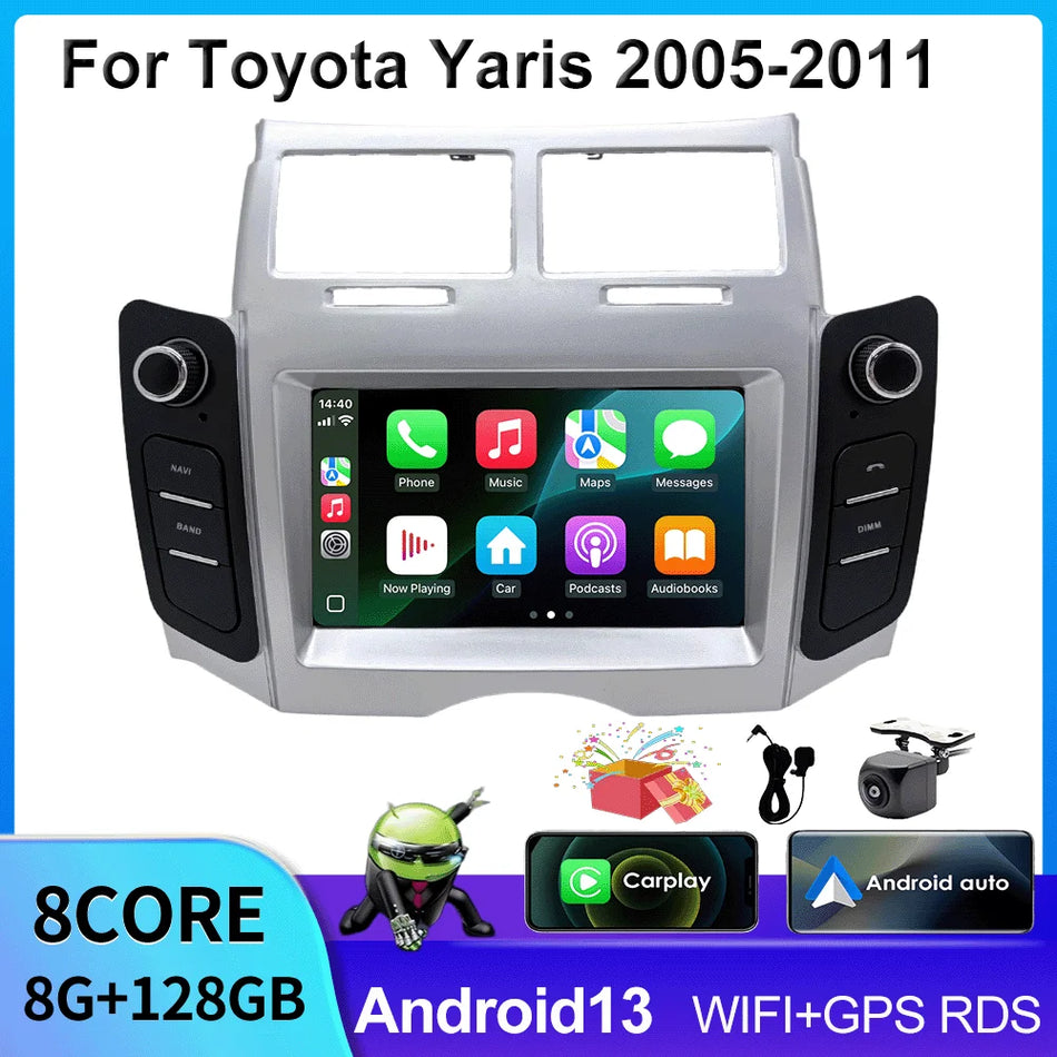 Podwójna jednostka główna z Carplay i Android Auto do Toyoty Yaris Vitz z GPS
