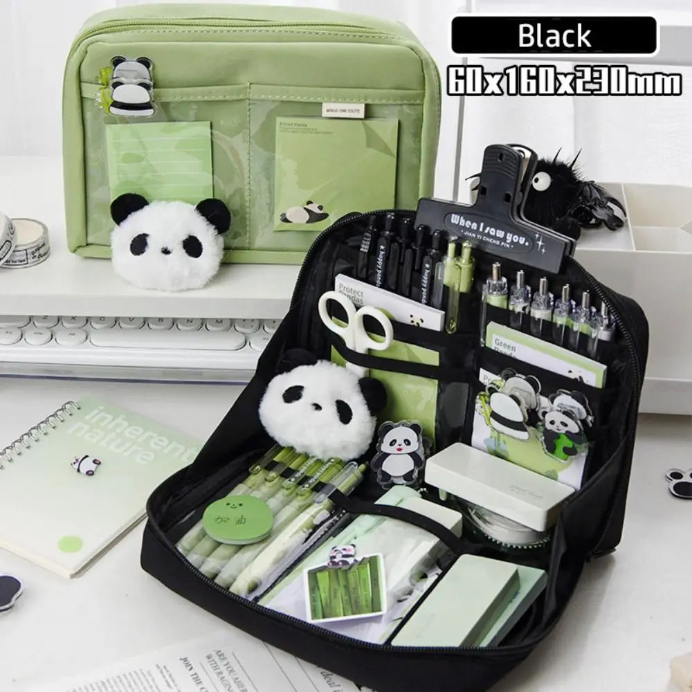 12-Layer Large Capacity Pen Bag | Multifunctional Pencil Case for Students | 90 Degree Large Opening | Zipper Stationery Organizer Black