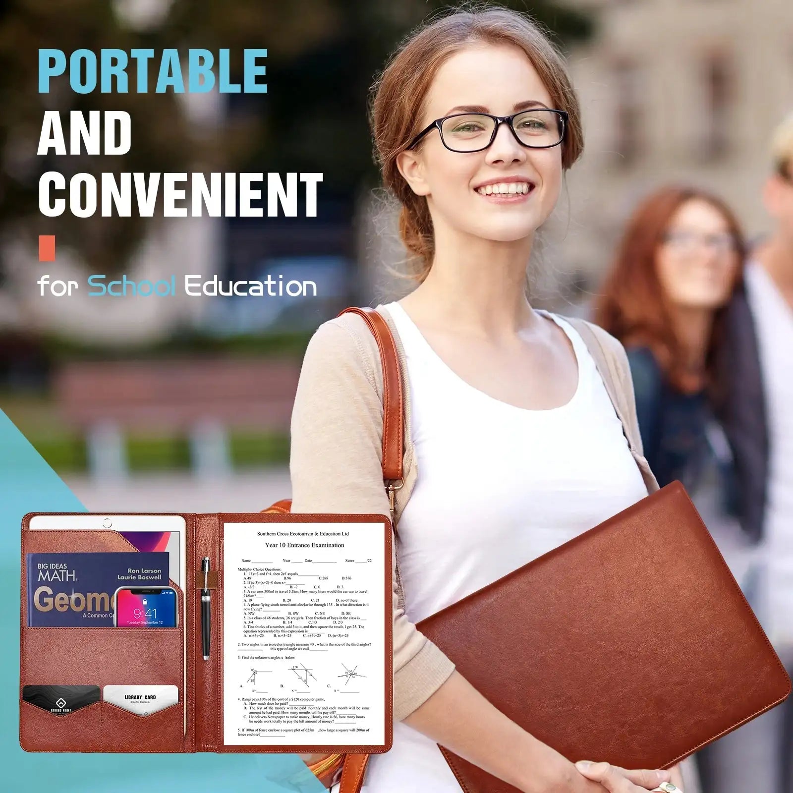 PU Leather A4 Multifunctional Conference Folder Pockets