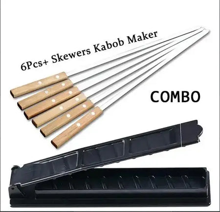 Premium Stainless Steel BBQ Skewers - Perfect for Shish Kebab and Grilling 6pcs with tool-55cm