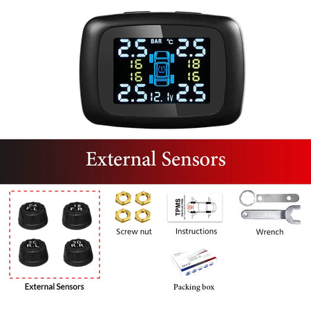 ACCEO Car TPMS 4 External Sensors - Real-Time USB Display K06-External