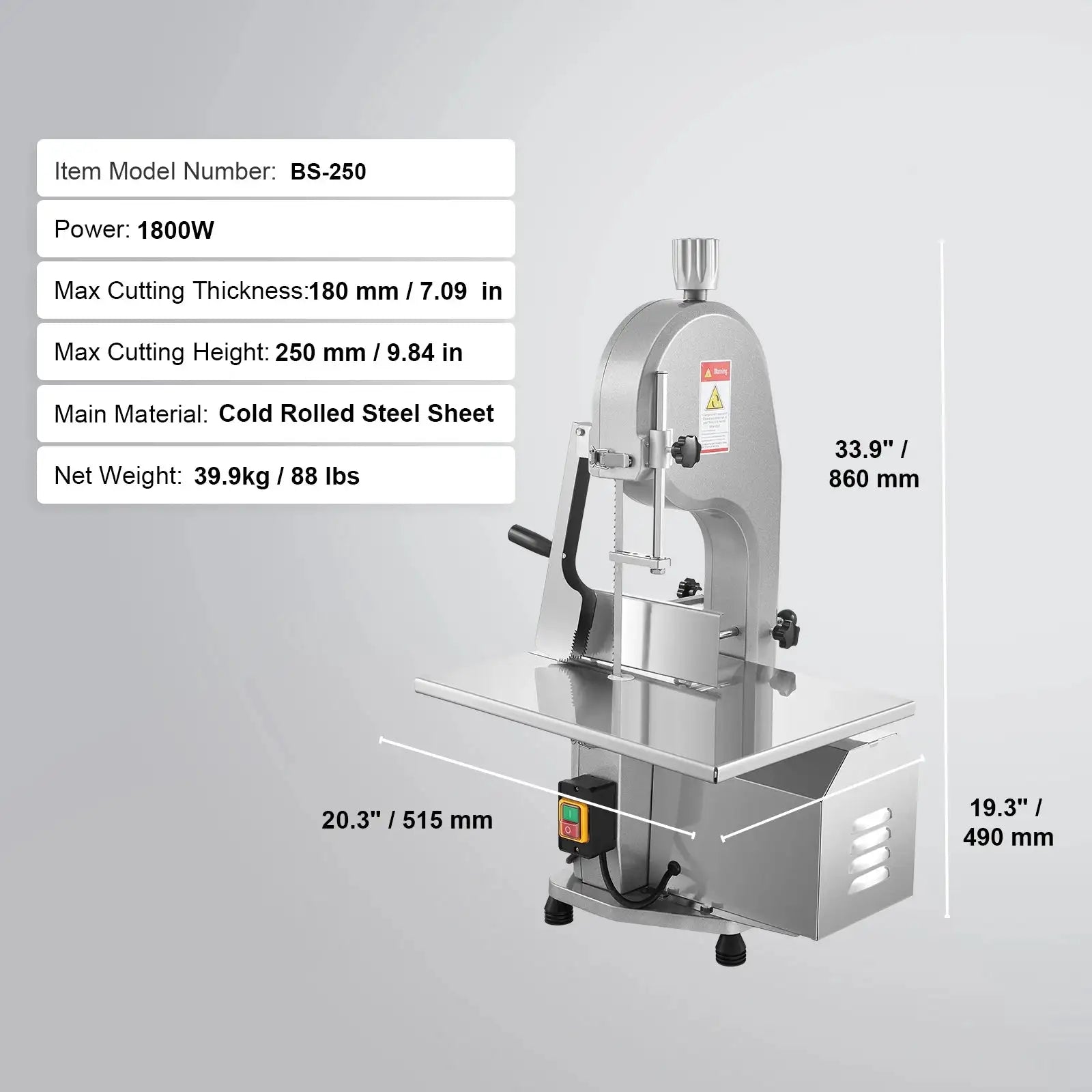 Commercial Meat Bandsaw 650W Stainless Steel 1800W / france