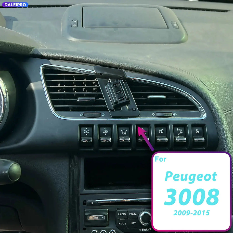 Phone Holder Base With 66W Charging And ABS For Peugeot 3008 2009-2015 by InterCyprus Trading Ltd
