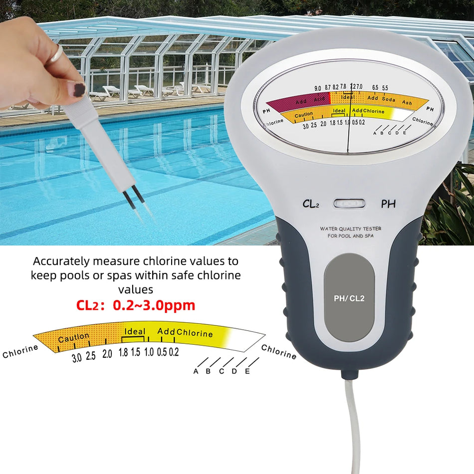 2 in 1 Chlorine and pH Tester PC101 Portable Water Quality Meter for Pool Spa