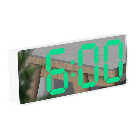 Curved Screen LED Digital Alarm Clock with Temperature and Calendar Mirror Surface C