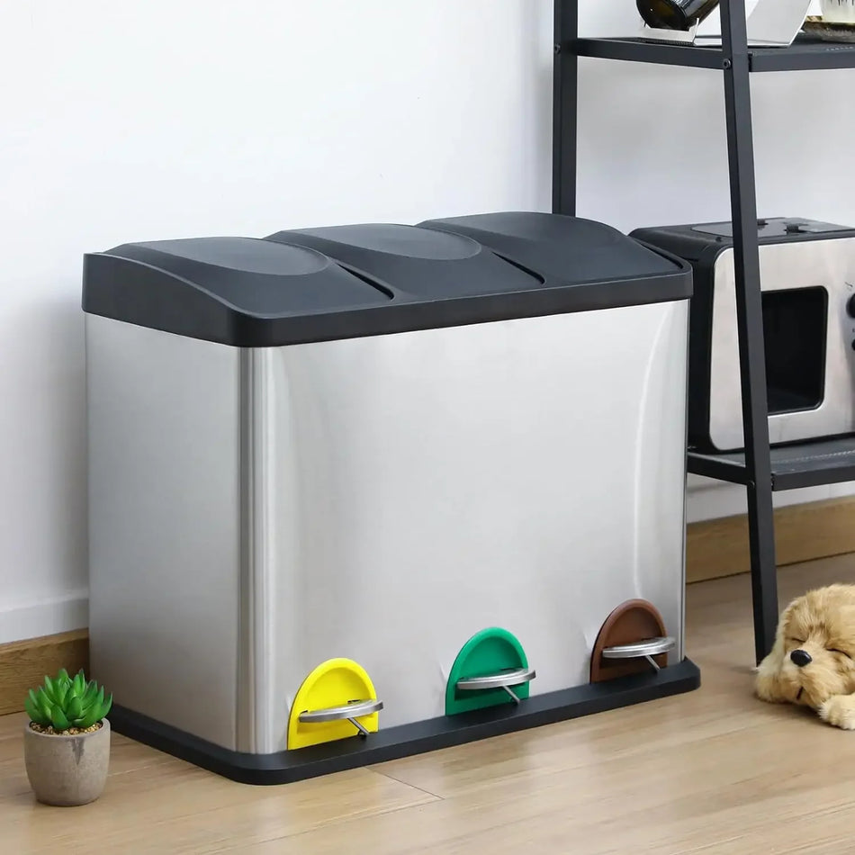 Coș de gunoi cu pedala din oțel inoxidabil rectangular 15L 45L capac care rămâne deschis