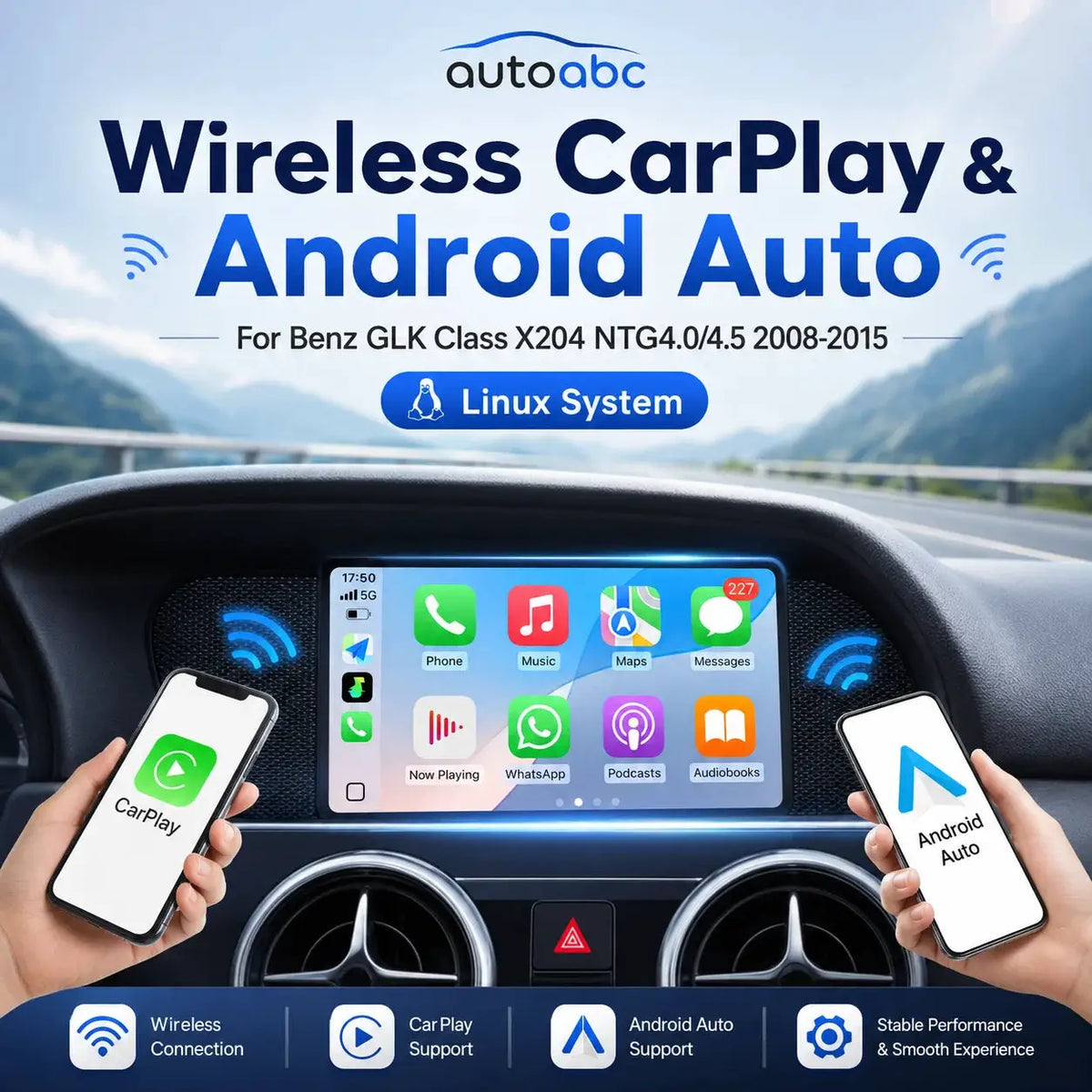 7" Multime Touch Screen Wireless CarPlay Android Auto Car Radio For Mercedes Benz GLK X204 NTG4.0/4.5 2008-2013 with BT Airplay by InterCyprus Trading Ltd