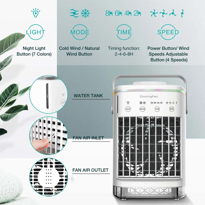Mini Air Cooler USB Desktop Fan &ndash; 4-Speed Humidifying