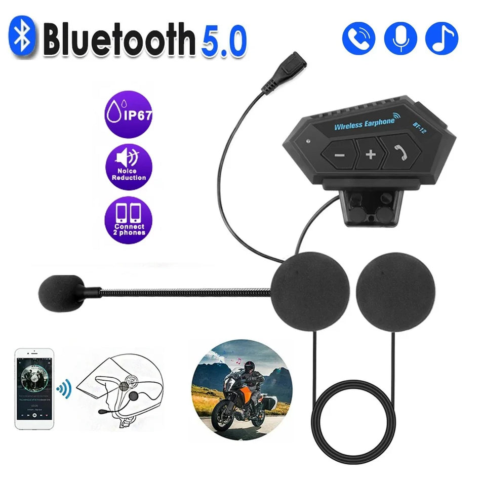 Motorcycle Helmet Headset Bluetooth 5.0 &ndash; IP67 Waterproof