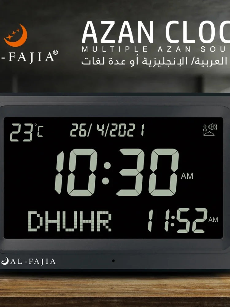 Clock Module Cyprus Larger LCD Screen Azan Clock 8 Athan Sounds Multi-languages Hijir ...