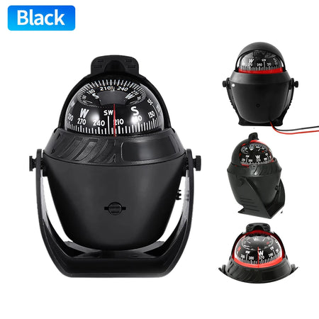 Ball Shaped Navigation Compass &ndash; Pivoting Marine Design Black