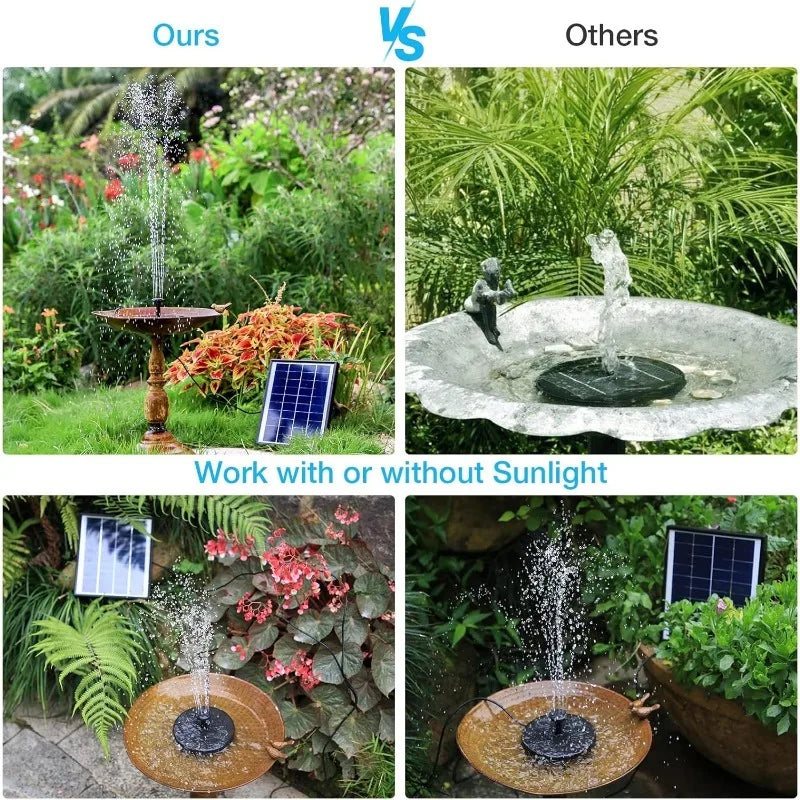 6.5W Split Solar Fountain Pump &ndash; Six Nozzles for Bird Bath