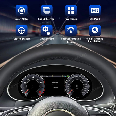 AUTOABC 10.25"LCD Digital Dashboard Cluster Wireless CarPlay Android Auto FOR Audi Q5 2009-2018year Support Steering wheel by InterCyprus Trading Ltd