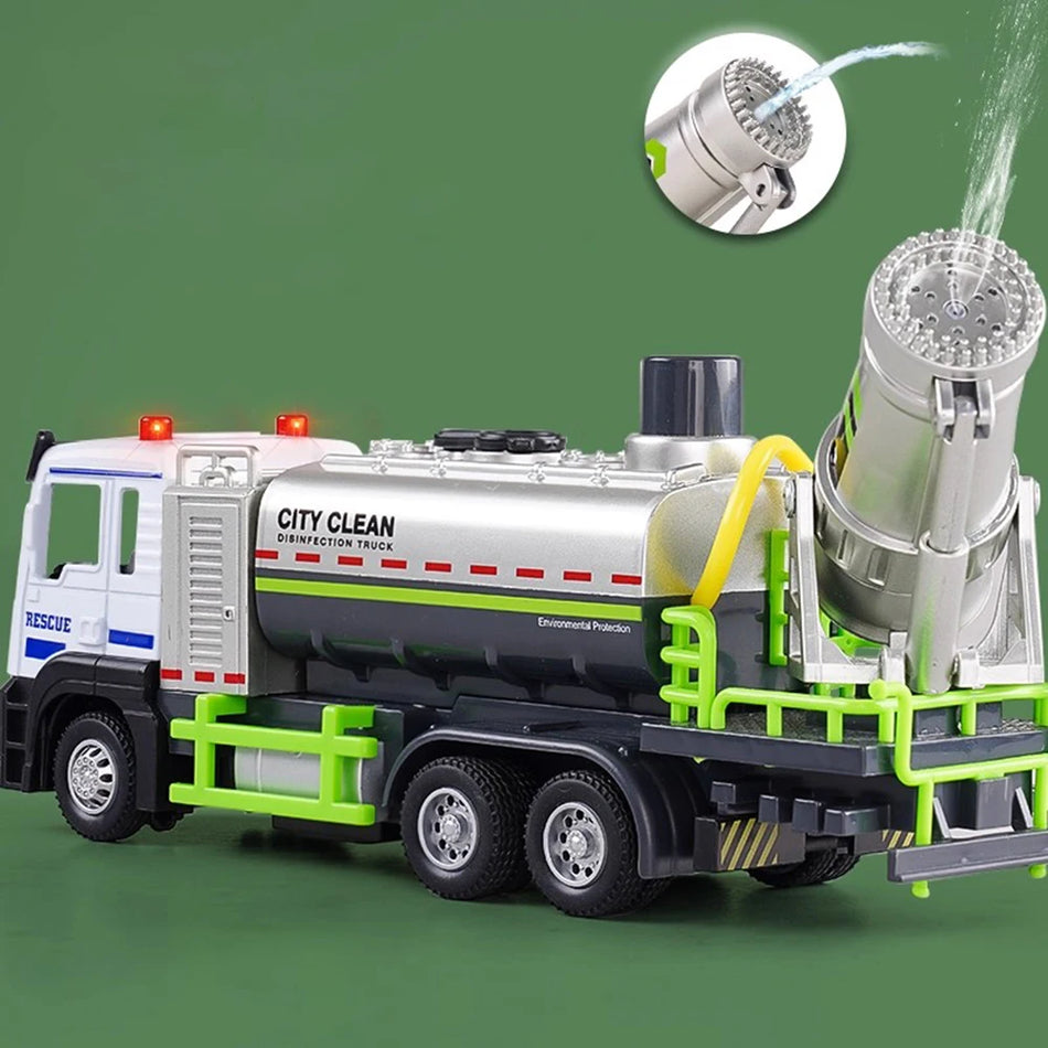 1:32 Diecast Fire Truck Toy With Doors Open, Water Spray, Sound And Light
