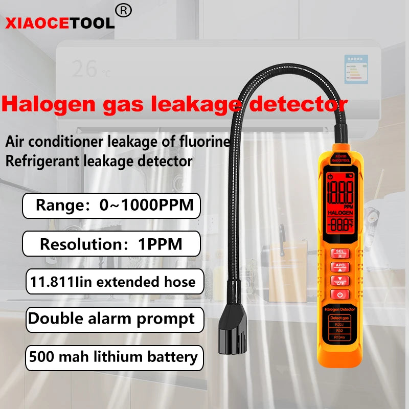 Rechargeable HVAC Refrigerant Leak Detector - Halogen Freon Sniffer for Accurate Air Conditioning and Automotive Gas Detection