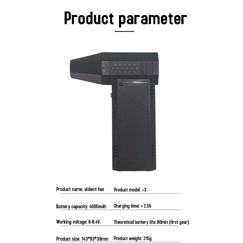 X3 Turbo Jet Fan Air Duster &ndash; 130000 RPM Wind Speed black
