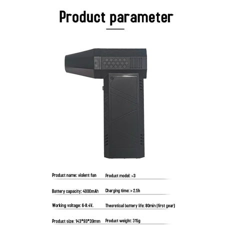 X3 Turbo Jet Fan Air Duster &ndash; 130000 RPM Wind Speed black