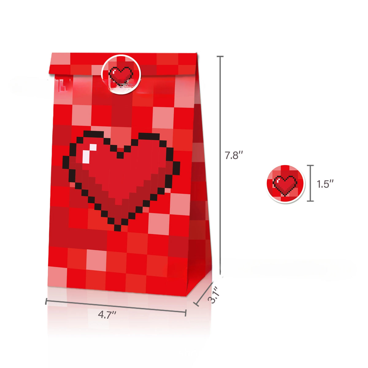 Game Pixel Mosaic Kraft Paper Candy Bags - 12/24/48pcs for Kids Parties